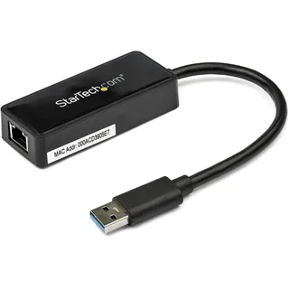 Startech USB zu Ethernet Adapter (USB 3.0, RJ45 (1x)), Netzwerk Adapter, Schwarz