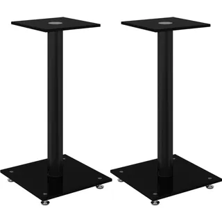 vidaXL Lautsprecher-Ständer 2 Stk. Schwarz Hartglas 1 Säule