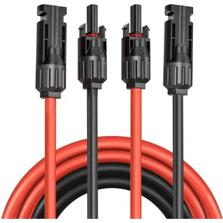 Solarpanel Verlängerungskabel von 6 mm2, Solarkabel Verlängerung 1/2/3/5M, Photovoltaik-Kabel mit Steckern Buchse und Stecker Kit Adapter für Photovoltaik-Panel (4mm21m)