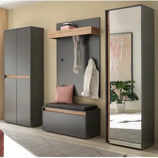 furn.design Garderoben-Set 265x200x40 cm Grau/Eiche