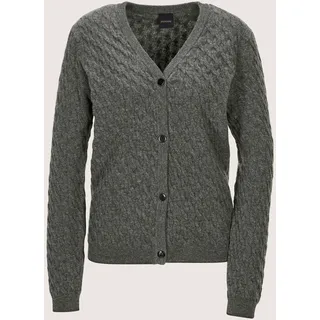 Madeleine Strickjacke Stilvolle Maschenjacke mit Zopfmuster grau 40