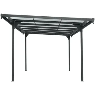 DATASTOR Carport Freiburg 2,99 x 4,96 m anthrazit inkl. Regenrinne