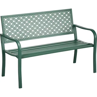 Outsunny HOMCOM Gartenbank 280 kg Tragkraft, Dunkelgrün, 127x63x83 cm, wetterfest & stabil, ideal für Terrasse & Garten Aosom.de
