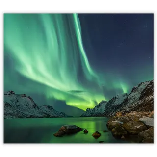 SMTDeco Herdabdeckplatte 60×52 cm – ESG gehärtetes Glas, kratzfest & rutschfest – Spritzschutz & Schneidebrett – für Induktion/Ceranfeld – 1-teilig, Motiv Nordlichter Grün