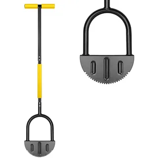 Rasenkantenstecher mit Stiel 110cm Manueller Kantenstecher Rasen mit mit T-Griff und Halbmond-Sägezahn Rasenabstecher Kantenschneider aus Carbonstahl Rasenkantenschneider für Gehwege Beete Rasen Hof