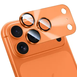HWeggo für iPhone 17 Pro Max Kameraschutz 9H gehärtetes Glas Kameraabdeckung All-in-one Aluminiumlegierung Metall Anti-Scratch Case Friendly,Orange