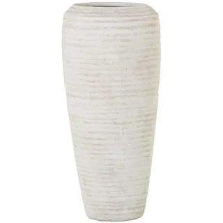 DRW Bodenvase aus Keramik, Beige, Sand, gewellt, 30 x 30 x 60 cm