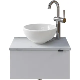 Saphir Waschtisch SAPHIR "Serie 6915 Waschschale mit Unterschrank für Gästebad, Gäste WC", weiß (weiß glanz, marmor weiß, weiß glanz), B:51cm H:39,8cm T:35cm, Waschtische, Waschtisch, 51 cm breit, 1 Tür, Waschtischplatte, kleine Bäder, ohne Armatur