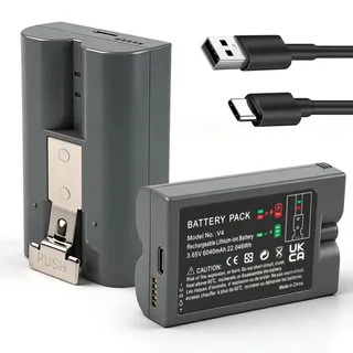 Oyomba 2-Zellen-Akkupack für Ring V4 Türklingel mit Typ-C-Ladeanschluss (3,65 V, 6040 mAh), kompatibel mit Video-Türklingeln 2/3/3+/4, Spotlight-Kameras und Vertikalkameras (zweite/dritte Generation).