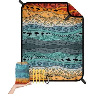 Stranddecke Sandfrei - 180x220 cm Strapazierfähiges Picknickdecke, Extra groß Beach Blanket, Kompakt Waschbar Strandmatte für Strand, Wandern, R... - Orange