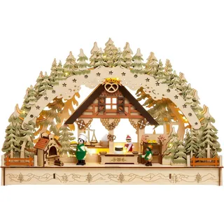 SIKORA LB69 3D LED Holz Schwibbogen WEIHNACHTSBÄCKEREI inklusive Trafo