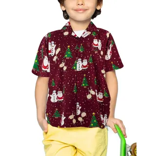 King Kameha Weihnachtshemd Kinder Kurzarm - Funky Hemd Weihnachten Junge - 6 Jahre
