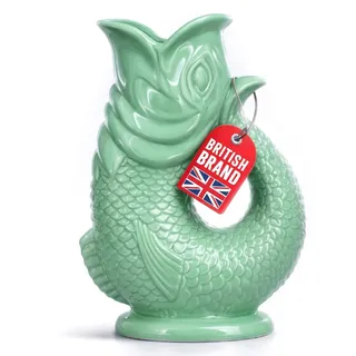 Bubble Jug Wasserkaraffe Keramikkrug in Fischform - 1,5 L, Enteneiblau - Fisch Karaffe mit Gluckergeräusche für lustiges ausgießen von Wasser, Wein & mehr - Bubble Jug Karaffe Fisch - Fischkrug