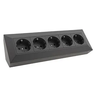 ChiliTec Steckdosenblock Ecksteckdose 5-Fach, Schutzkontakt, Schwarz