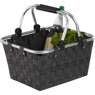 Home4You Einkaufskorb Kunststoffgeflecht mit Aluminiumgriffen 40 x 30 x 20 cm schwarz