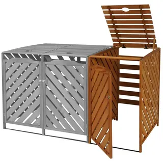 PROREGAL® Mülltonnenbox XL Mülltonnenverkleidung Holz in verschiedenen Ausführungen braun 68 cm x 120 cm x 98 cm