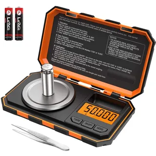 Brifit Feinwaage, 50g /0.001g Digitalwaage Taschenwaage, Goldwaage, Schmuckwaage, Präzisonswaage Milligramm Mit 50g Kalibriergewicht und Pinzette, 6 Einheiten, Tara & Auto Off Funtion