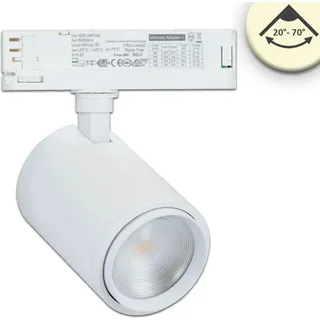 ISOLED 3-PH Schienen-Strahler fokussierbar, 42W, 20°-70°, weiß matt, 3500K, CRI92