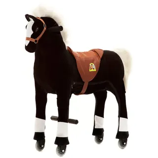 animal riding ZRP001M Reitpferd Maharadscha (für Kinder ab 5 Jahren, Sattelhöhe 69 cm, mit Rollen) ARP001M, Schwarz, M/L