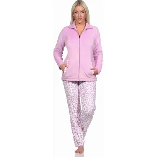 Normann Damen Hausanzug Homewear aus Coralfleece im Animal Look, Farbe:pink, Größe:36/38 - 36-38