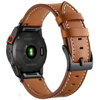 SumRioo QuickFit 22mm Armband für Garmin Fenix 7 Pro Solar/Fenix 7/Fenix 6 GPS/Fenix 6 Pro GPS, Dauerhaft Leder Ersatz Ersatzarmband Armband für Garmin Fenix 6 Pro Solar/Fenix 5/Fenix 5 Plus - Braun