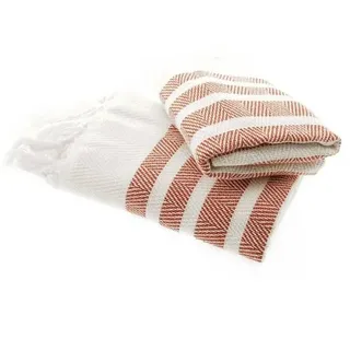 Turquoise Home 2er Pack Pestemal Küchetuch Handtuch 50x90cm Putztuch Weiß-Rot