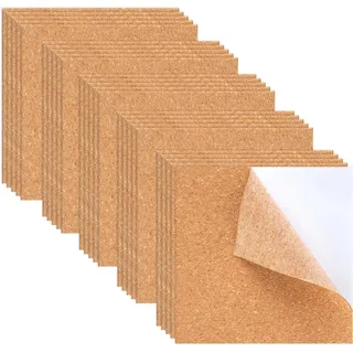 AILUYA 25 Stück Korkplatte Selbstklebend, 1mm Dick Korkmatte, Quadratische Korkboden, Kork, Korkplatten für Tischdekoration, Wanddekoration, DIY (10 x 10cm)