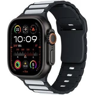 Sportarmband für Apple Watch Armband 49mm 46mm 45mm 44mm 42mm iWatch Armbänder Damen Herren,Zweifarbige Silikon Apfelband Sport Loop Band für Apple Watch Ultra/2 Armband Serie 10 9 8 7 6 5 4 3 SE 2nd