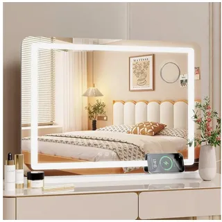 dradaomull Schminkspiegel mit Beleuchtung, Hollywood Spiegel mit 3 Farbtemperaturen, Groß Schminkspiegel mit Touchscreen-Steuerung und USB Für Makeup 80 X