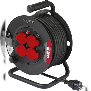 Sygonix SY-10236129 Kabeltrommel 25m Schwarz Schutzkontakt-Stecker