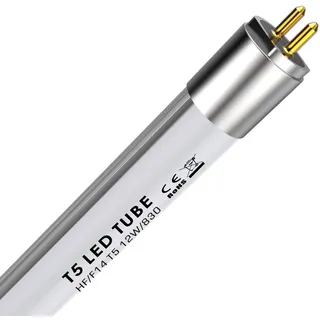 IHYCTV LED Röhre T5, 549mm, Austausch mit Leuchtstofflampen, F14T5, 12W, 1550lm, 3000K, 830, Warmweiß, Sockel G5, Betrieb mit geeignetem EVG, 140 Grad, Blendfrei,1 Stück