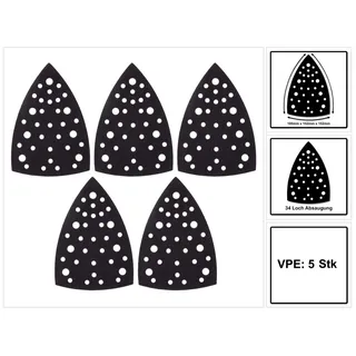 Mirka Schutzauflage 100x152x152mm Klett für Deltaschleifer Dreieckschleifer 32-Loch, 5 Stück, 8295902011