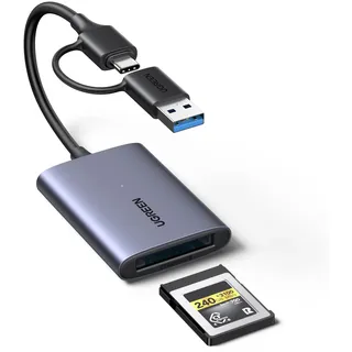 UGREEN USB-C auf CFexpress Type B Kartenleser mit USB-A & C Port, 10Gbps bis zu 1250MB/s, kompatibel mit CFexpress B Karten für 8K Video, Mac, Windows, Linux, Laptop, Tablet, Aluminiumgehäuse(CFB)