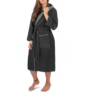 Normani Bademantel grau/schwarz 4XL