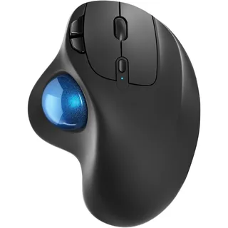 Nulea M501 Kabellose Trackball Maus, Wiederaufladbare Ergonomische Maus, Präzises und Reibungsloses Tracking, 3-Geräte-Verbindung (Bluetooth oder 2,4G USB-Empfänger), Kompatibel (Babyblau)