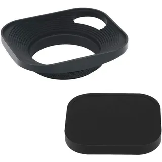 Haoge LH-B43P 43mm Metall Rechteckig Einschrauben Aushöhlen Sonnenblende Gegenlichtblende mit Kappe für Leica Leitz Messsucherkamera Objektiv mit 43mm E43 Filtergewinde Schwarz