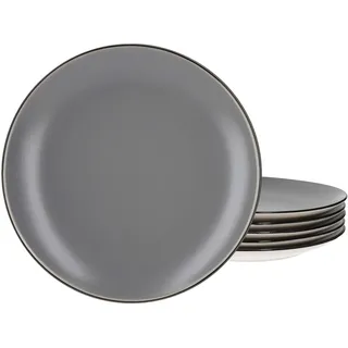 Van Well Speiseteller Set 6-teilig Campo Grau – 27 cm große Essteller aus Keramik, modern & elegant, robust & pflegeleicht – Teller im Gastro-Stil für 6 Personen