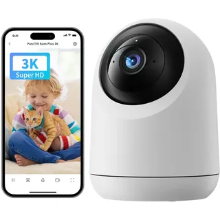 SwitchBot Sicherheitskamera für Zuhause 5MP - Pan/Tilt Kam 3K Super HD, 2.4Ghz WLAN für Baby-Monitor/Tier-Kamera, 360° Bewegungsverfolgung, Mensch/Tier AI, Privatmodus, Farbnachsicht, Alexa