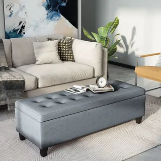 Homcom Truhenbank Grau 125 x 41,5 x 49 cm