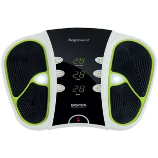 WeightWorld Fußmassagegerät mit EMS & TENS & 99 Intensitätsstufen - Tragetasche, Fernbedienung & Elektrodenpads - Einfach zu tragen