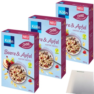 Kölln Müsli Beere-Apfel-Hafer ohne Zuckerzusatz 3er Pack 3x400g Packung usy