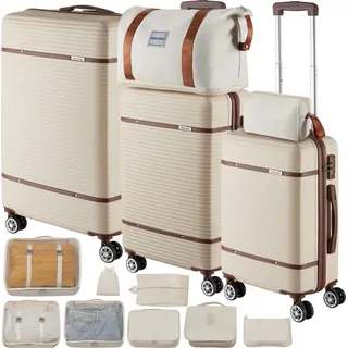 Tectake Madison Koffer-Set 13-tlg. beige/creme