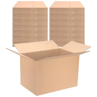 verpacking Faltkarton mit Grifflöchern 585 x 385 x 380 mm Braun (Außenmaß 600 x 400 x 400 mm) variable Höhe bei 200/300 mm KK 107G 2-wellig BC-Welle Umzugskarton doppelwandige Karton (50 Stück)