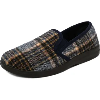 Sprint Sport Herren Hausschuhe Karierte-Pantoffeln Hauspantolette (Grau-blau hoch, EU Schuhgrößensystem, Erwachsene, Numerisch, M, 47) - 47 EU
