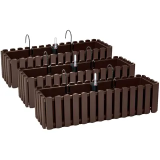 3x Blumenkasten Halterungen 60cm Wasserstandsanzeiger Balkonkasten Braun