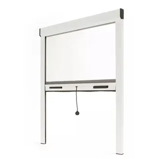Fliegengitter Insektenschutzrollo Aluminium für Fenster - Weiss, B80 x H130cm - Fiberglas Fliegengitternetz - Fliegengitterrollo Insektenschutz