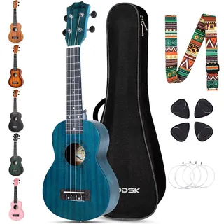 AODSK Konzert-Ukulele für Anfänger, 58,4 cm, Ukulele mit Gigbag-Gurt, Nylonsaite, 4 Plektren, Urlaubsgeschenk