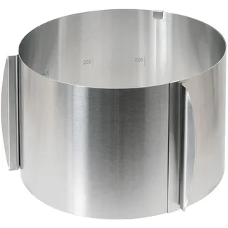 Wenco Tortenring mit Skala, Höhe verstellbarer Kuchenring mit 16-30cm Durchmesser, hitzebeständiger Backrahmen rund, Backzubehör aus Edelstahl, von Ø 16 - 30 cm verstellbar, 15cm 16-30 (1 tlg), verstellbar