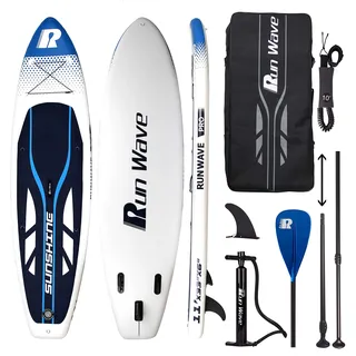 Runwave Aufblasbares Stand Up Paddle Board Anti-Rutsch Deck mit Premium SUP Zubeh?r | Breiter Stand, untere Finnen f¡§1r Surfkontrolle | Jugendliche Erwachsene Anf?nger (Sunshine)