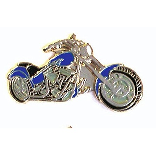 Anstecknadel / Brosche / Pin / Emblem mit Motorrad / Chopper-Motiv, aus Metall und Emaille, Farbe: blau